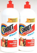 2 Shout Carpet 32oz Oxy Fresh Scent Urine Destroyer Eliminates Pet Stains & Odor