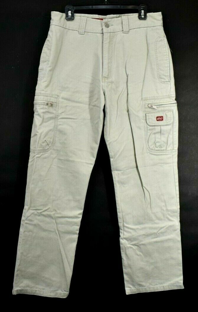 Quiksilver Men's 32 Casual Workwear Multi-Pockets Cargo Pants Khaki ...