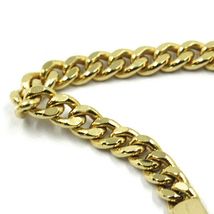 SOLID 18K YELLOW GOLD BRACELET GOURMETTE LINK 3 MM ENGRAVING PLATE, 20.5cm 8.1" image 3