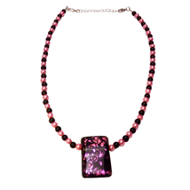Pink and Black Beaded Necklace and Pendant 1334 - $43.00