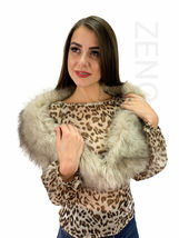 Faux Fur Collar 50' (130cm) Natural Viscose Lining Italian Faux Fur Stole Boa image 4
