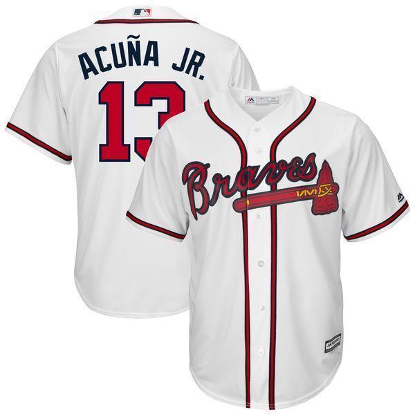 Youth/Kids 2018 Atlanta Braves 13 Ronald Acuna Jr. Jersey Sewn on