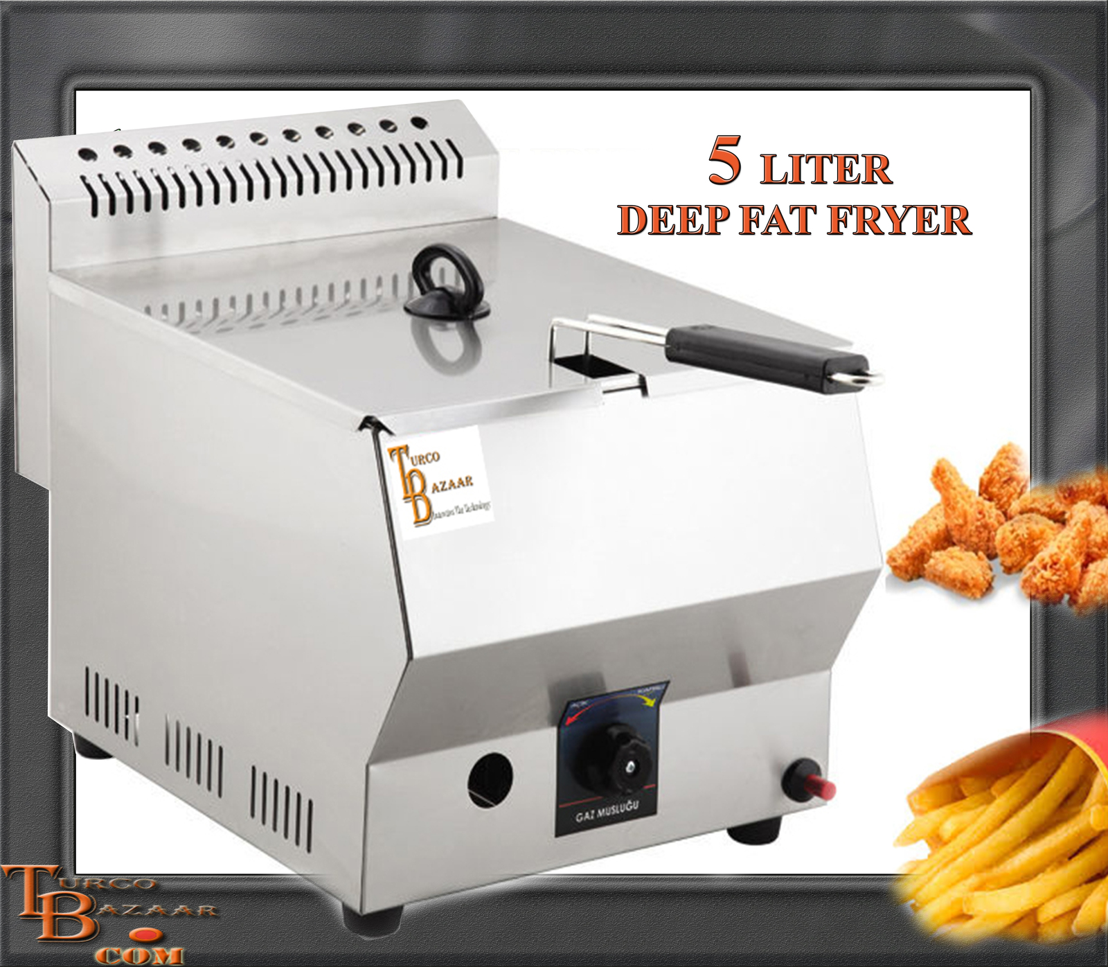 TB Stainless Steel Propan Gas Commercial Countertop Deep Fryer Propane