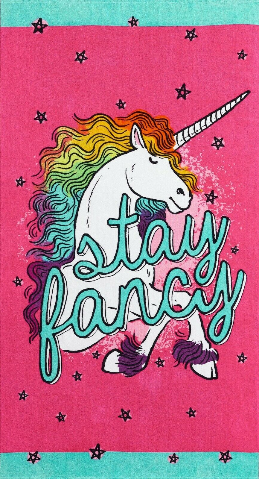 Stay Fancy Unicorn Beach towel measures 34 x 64 inches - $16.78
