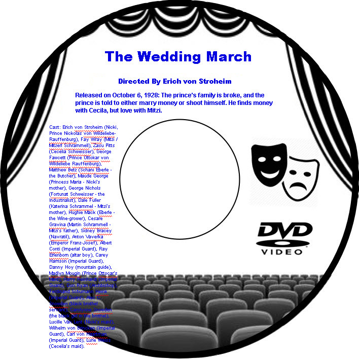 The Wedding March 1928 DVD Movie Drama Erich von Stroheim Fay Wray Zasu Pitts Ge