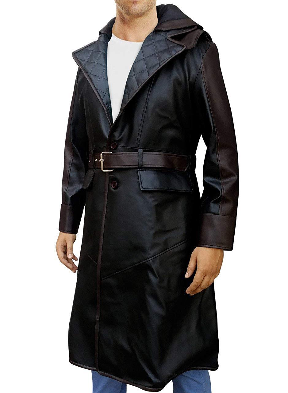 MEN'S JACOB FRYE ASSASSINS CREED BROWN LEATHER TRENCH COAT - ALL SIZES ...