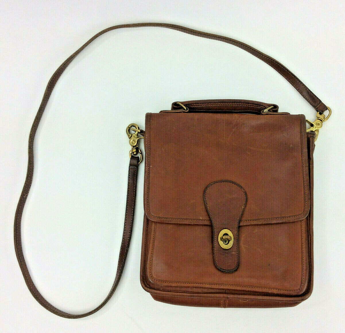 Vintage Coach Willis Brown Leather Turnlock Flap Shoulder Bag Purse Bag ...