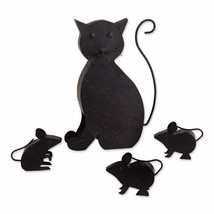 Cat &amp; Rat Mice Rustic Primitive Metal Sculpture Country Outdoor Garden S... - $49.25