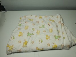 Vtg 70s Carters Cradle Sheet Yellow Green Toy Trains Baby Animal USA - $19.40