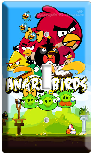 NEW ANGRY BIRDS SINGLE LIGHT SWITCH COVER WALL PLATE KIDS ROOM DECOR GAME POSTER