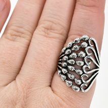 Bohemian Vintage Inspired Silver Tone Knobby Floral Plant Vine Statement Ring image 6