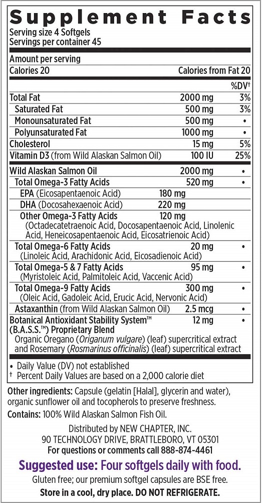 New Chapter Fish Oil Supplement - Wholemega Wild Alaskan Salmon Oil