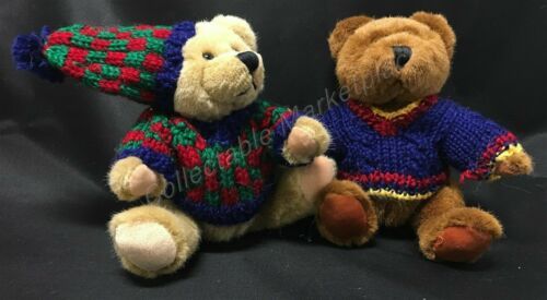 Primary image for Hugfun Brown  & Tan Jointed Holiday Bears in Sweaters 8” Set of 2