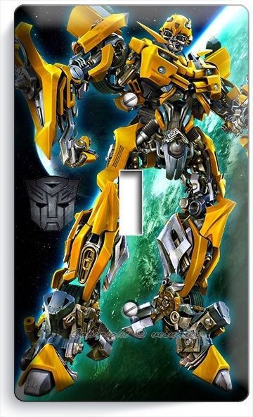 TRANSFORMERS AUTOBOT BUMBLE BEE SINGLE LIGHT SWITCH BOYS BEDROOM ROOM HOME DECOR