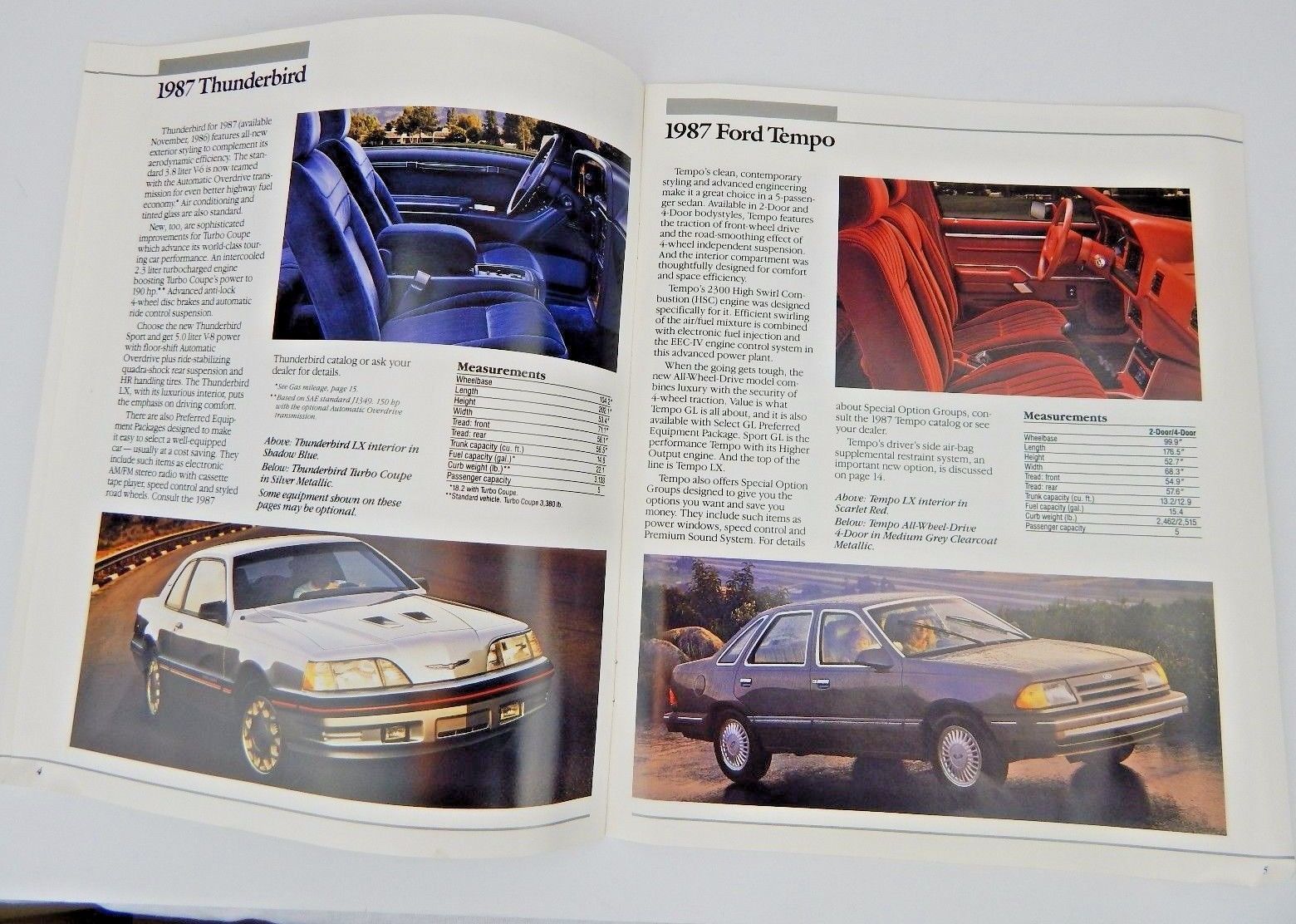 Thunderbird Ford Dealership Showroom Sales Brochure 1996