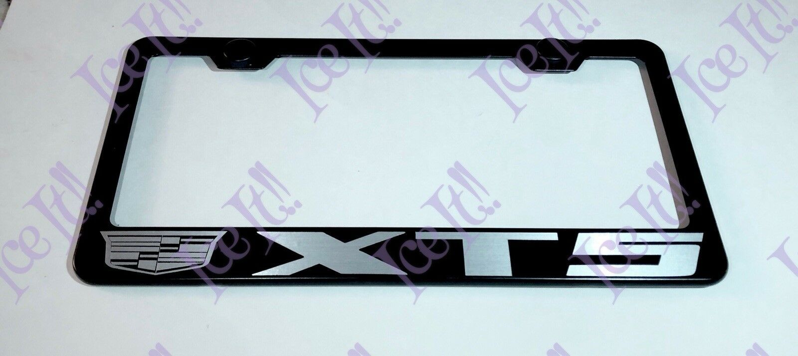 For XT5 Cadillac Stainless Steel Black License Plate Frame W/ Bolt Caps
