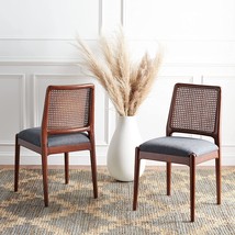 Safavieh Home Collection Reinhardt Rattan Cushion Dining Chair, SET2, Brown/Grey - $377.94