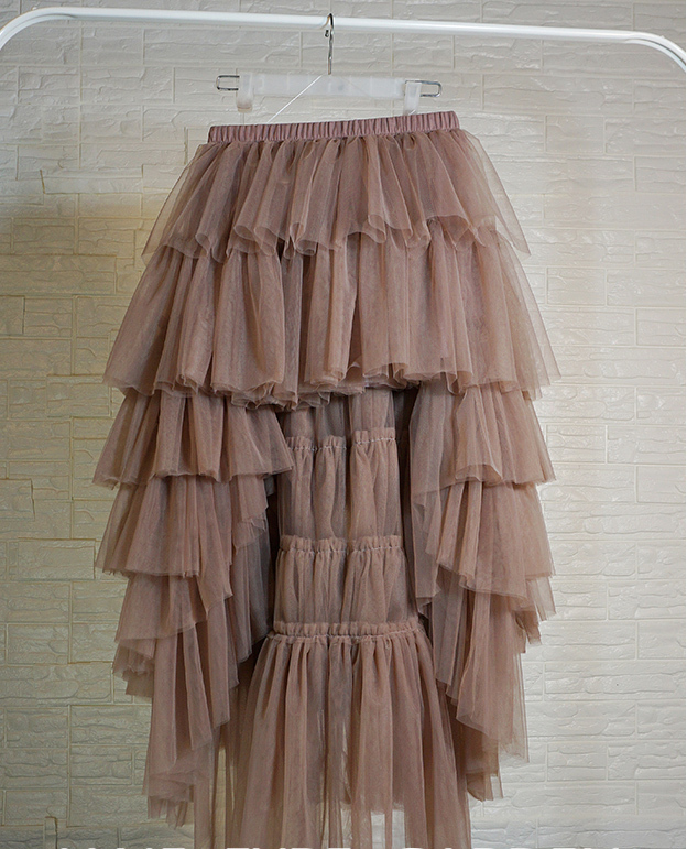 High Low Tulle Skirt Long Layered Tutu Skirt Outfit Plus Size Brown ...