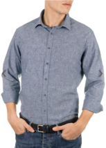 Manetti Indigo Blue Dante Long-sleeve Cotton/Linen Comfort Fit Shirt &quot;X-... - $31.18
