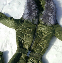 Men Women Winter Ski Snow Suit Track One Piece Warm Active Wear Army Gre... - $249.00