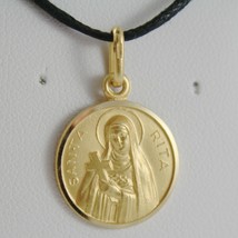 SOLID 18K YELLOW GOLD HOLY ST SAINT SANTA RITA ROUND MEDAL MADE IN ITALY  image 1