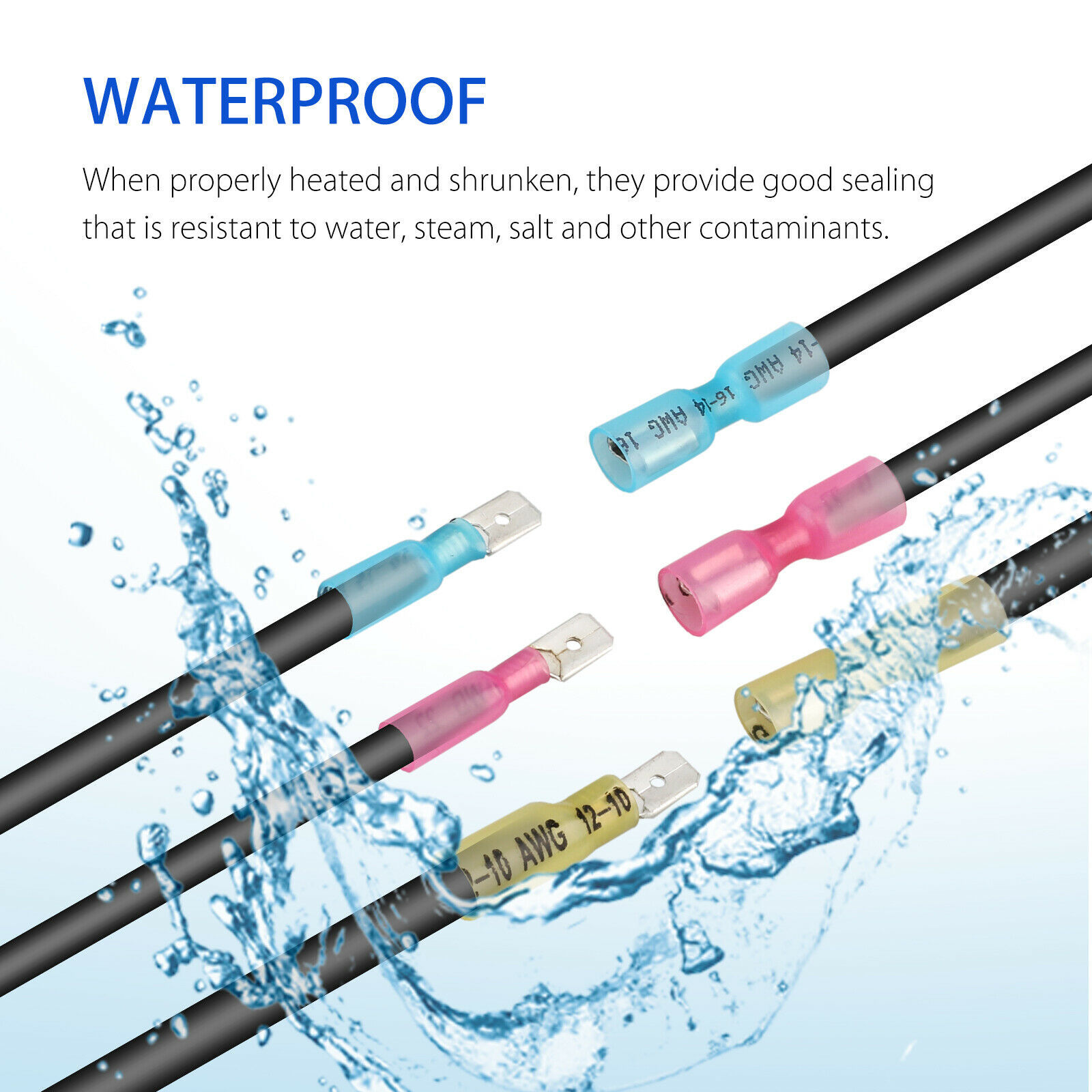 100PCS Electrical Heat Shrink Male & Female Spade Wire Connectors