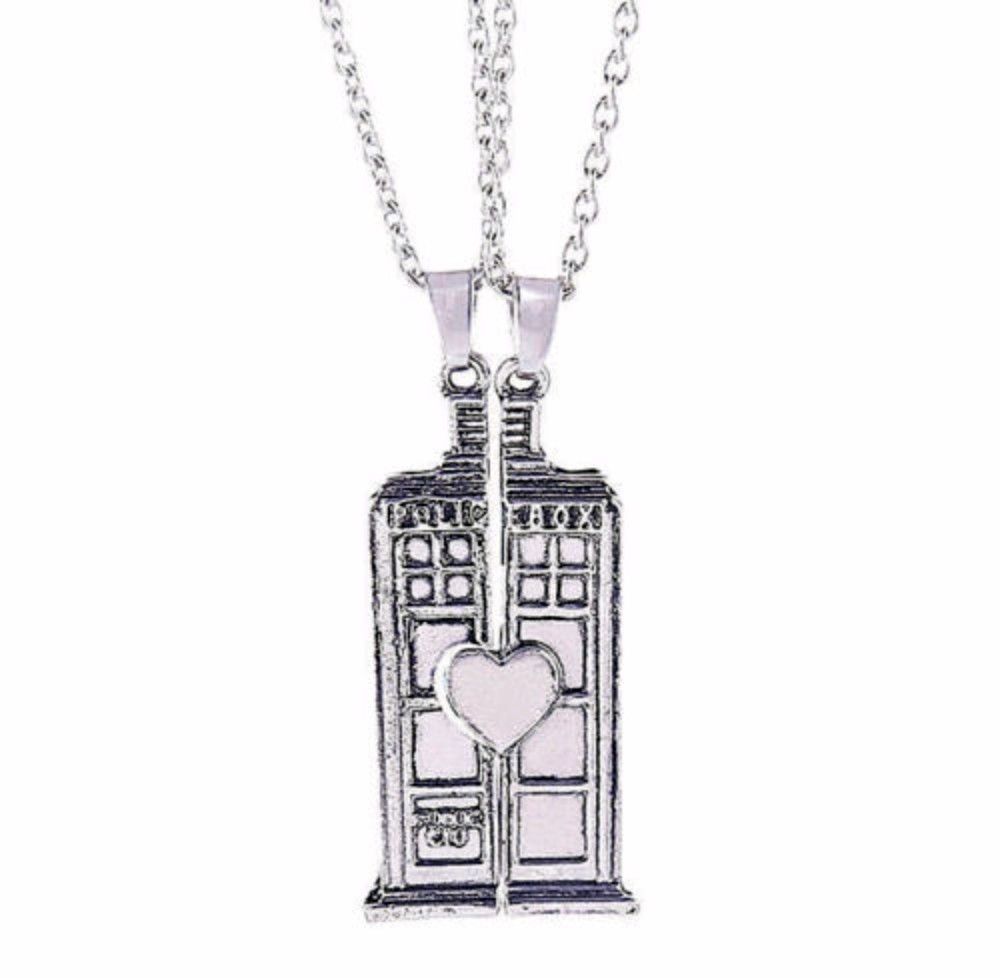 TARDIS Necklace Set Couples Best Friends Doctor Who Dr Who BBC Police Box