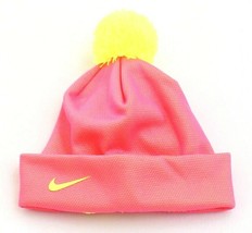 Nike Pink Pow & Volt Cuff Pom Beanie Youth Girl's 7-16 NWT - $25.98