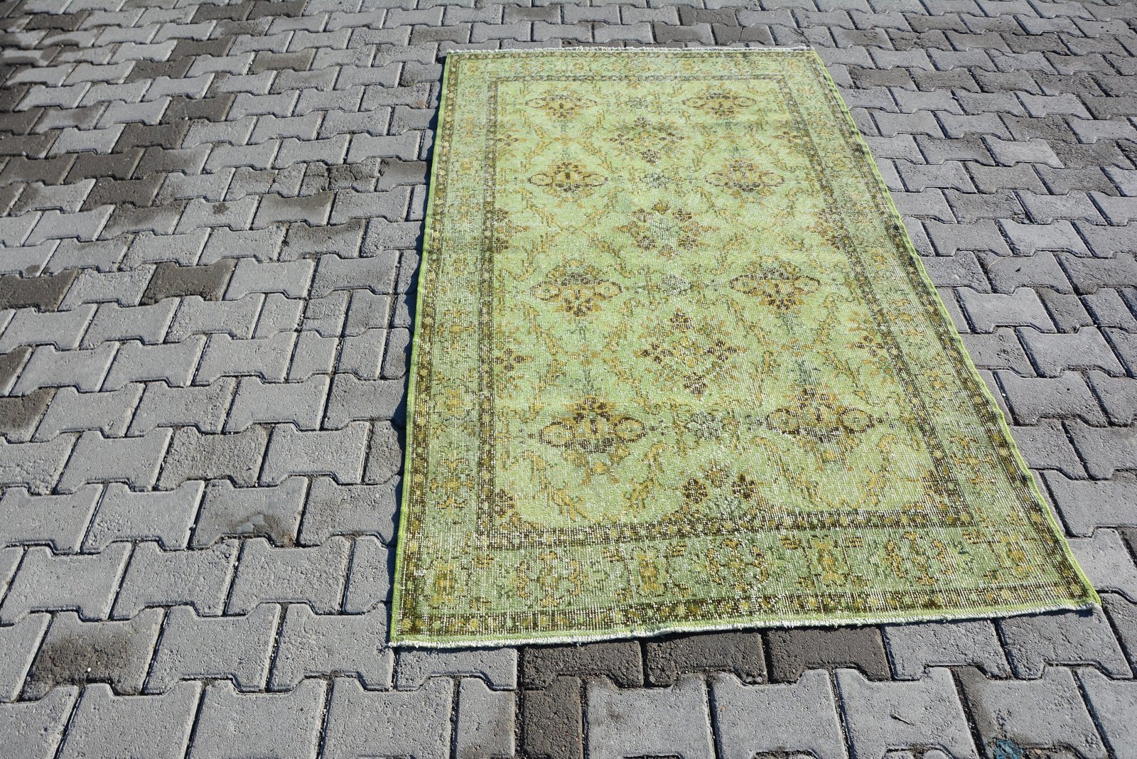 Vintage Overdyed Rug, Turkish Bath rugs, Handmade Turkish Vintage Rug