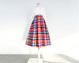 Women  Plaid Pleated Skirt High Waist Winter Wool Pleated Skirt Plus Size image 10