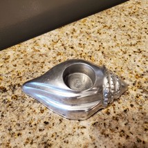 Silver Seashell Tealight Candle Holder, Made in India, Beach Nautical Decor - $19.99
