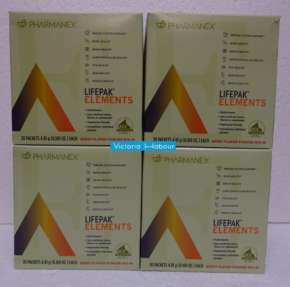 Four pack: Nu Skin Nuskin Pharmanex Lifepak Elements 30 Packets Box x4