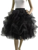 Black Puffy Tulle Skirt Outfit Horse Hair Elastic High Waist Black Layered Skirt image 4