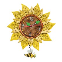 Allen Designs Sunny Bee Clock Sunflower with Bee Pendulum 13" High Yellow #P1712