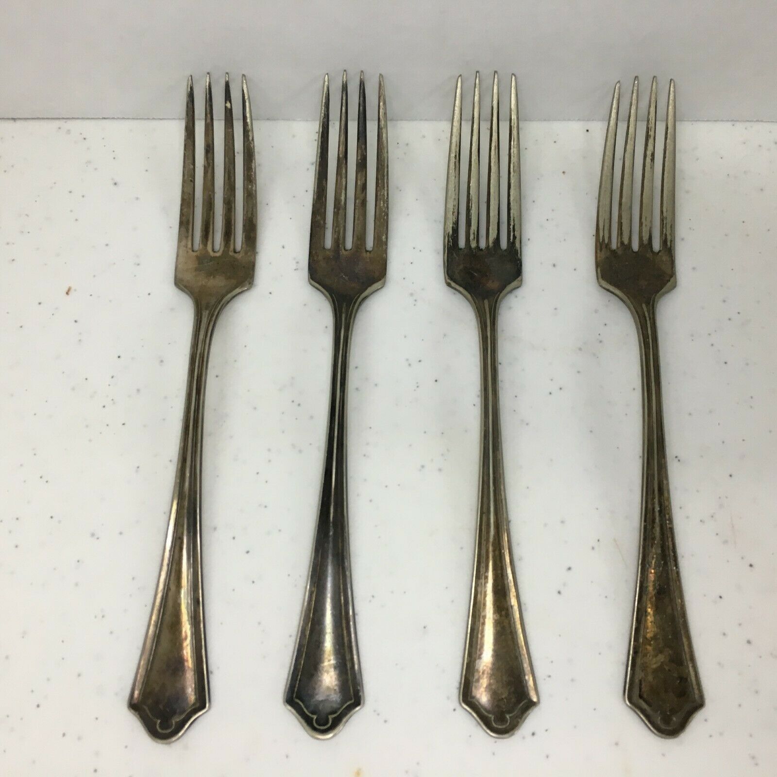 Primary image for 4 Antique 1917 Wm Rogers AA Par Plate Dinner Knives Silver plate Ashley Vernon