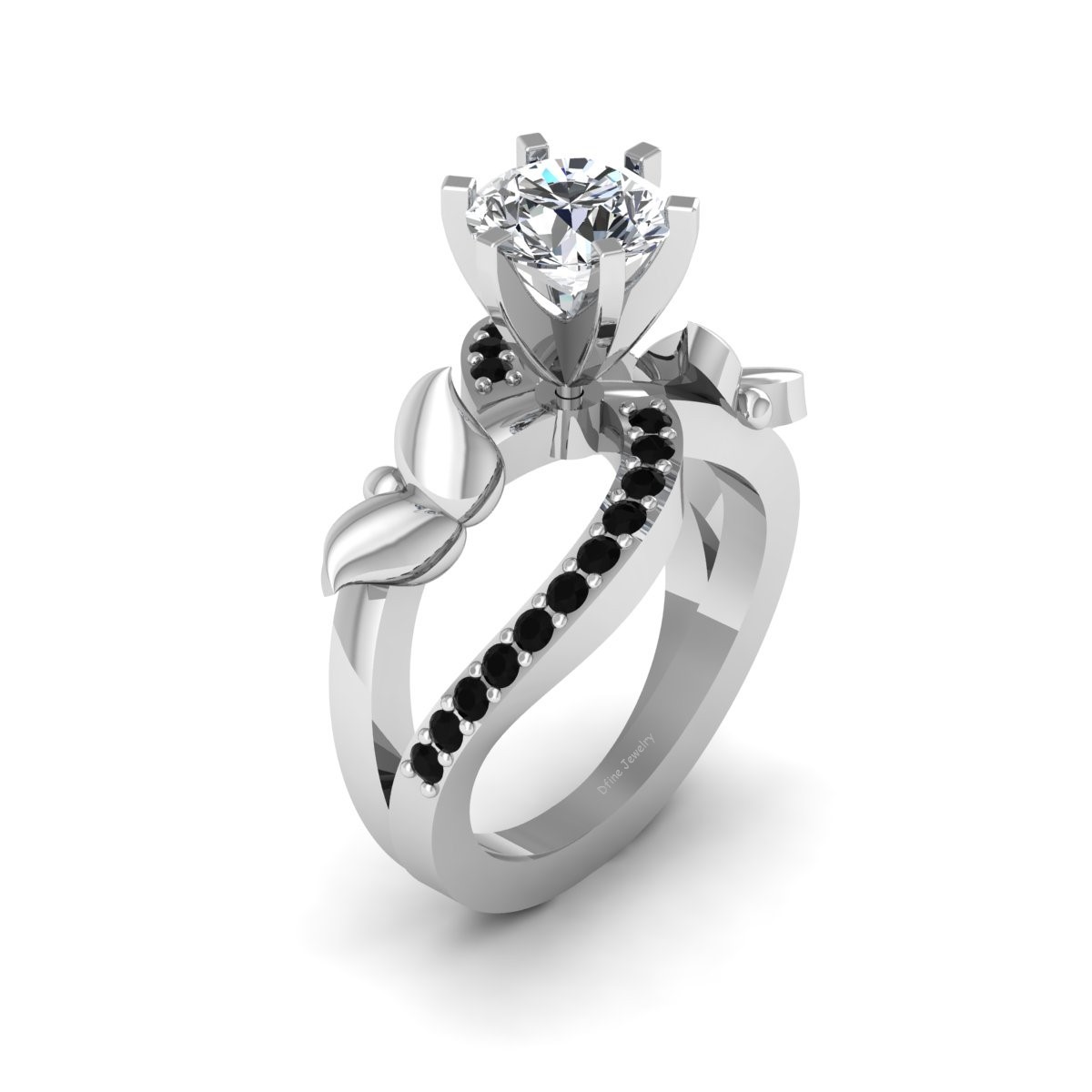 Solid 925 Sterling Silver Butterfly Ring For Womens Split Shank Engagement Ring