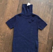 The Childrens Place Little Girls Short Sleeve Turtle Neck Sweater Navy Blue 4T - $6.88