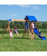Wooden Swing Set Playset Backyard Outdoor Playground Garden Slide Swings... - $595.00