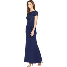 Adrianna Papell Long Kurzärmelig Dress Light Navy Blue 2 - $83.77