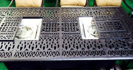 Fire pit dining table Cast Aluminum Propane Double Burner 9 Piece Outdoor Set image 8