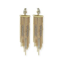 Alexis Bittar Navette Crystal Cluster Long Fringe Gold Drop Earrings NWT - $172.76