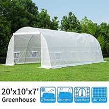 Large White Greenhouse  -  20' x 10' x 7'  -  PE Mesh on Steel Tube Frame image 2