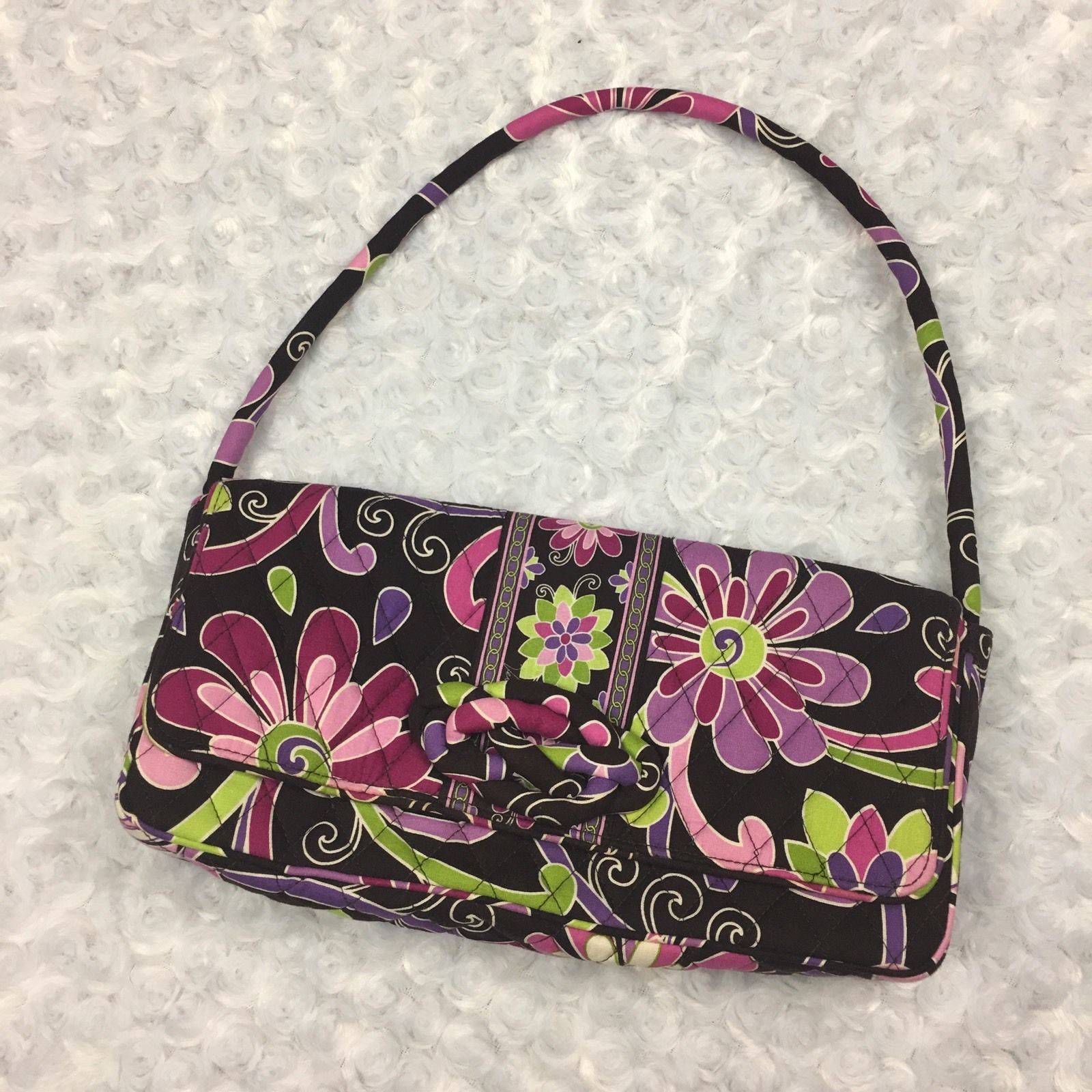 Vera Bradley Retired Purple Punch Magnetic Convertible Clutch Shoulder Bag Purse - $18.69