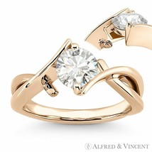 Round Brilliant Cut Moissanite Fancy Solitaire Engagement Ring in  14k R... - $698.24+