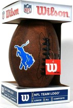 Wilson NFL Team Logo Junior All Age Brown Composite Football Blue Lions Logo