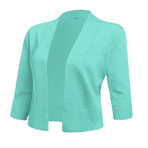 AAMILIFE Women's 3/4 Sleeve Cropped Cardigans Sweaters Jackets Open ...