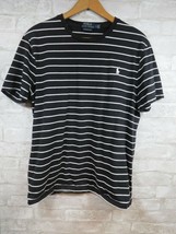 Polo Ralph Lauren Custom Slim Fit Crew Neck T-Shirt Men L  Black White Stripe - $23.36
