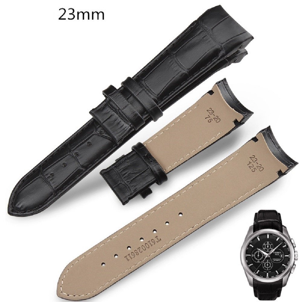 23mm Black Curved Leather Watch Strap Fits Tissot & Other Curvedend Watch Bands  - $35.99