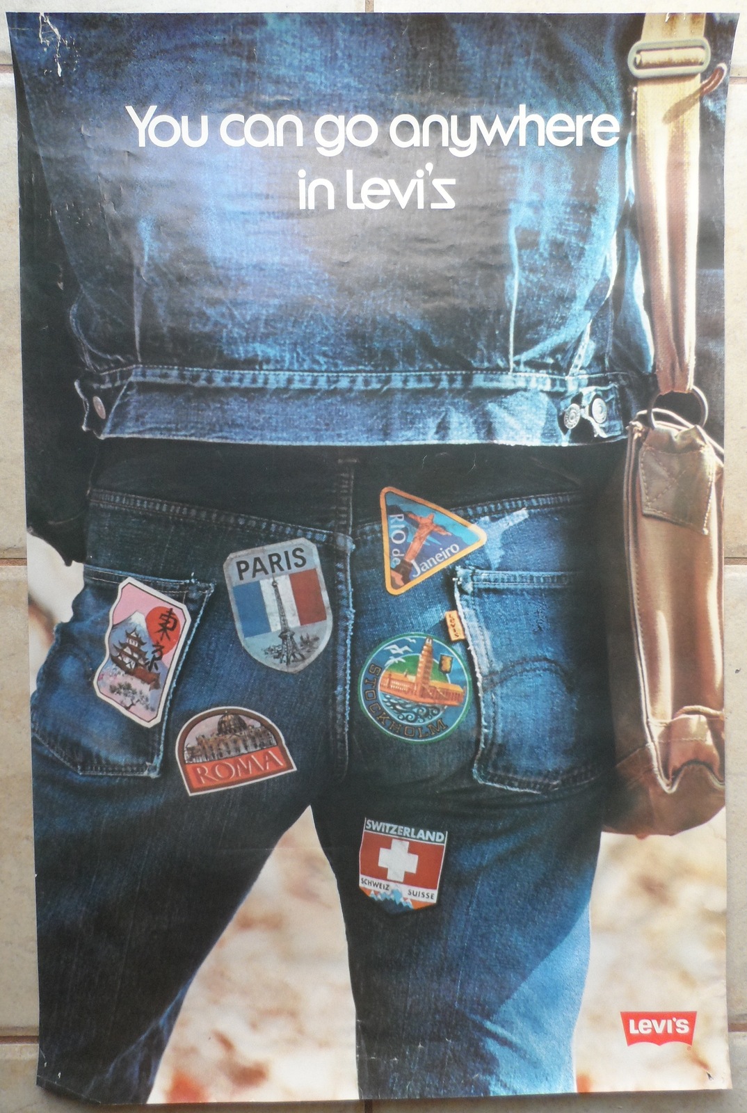 Levi's Vintage 1980's Promotional Poster Jeans 29*19 Inch You Can Go