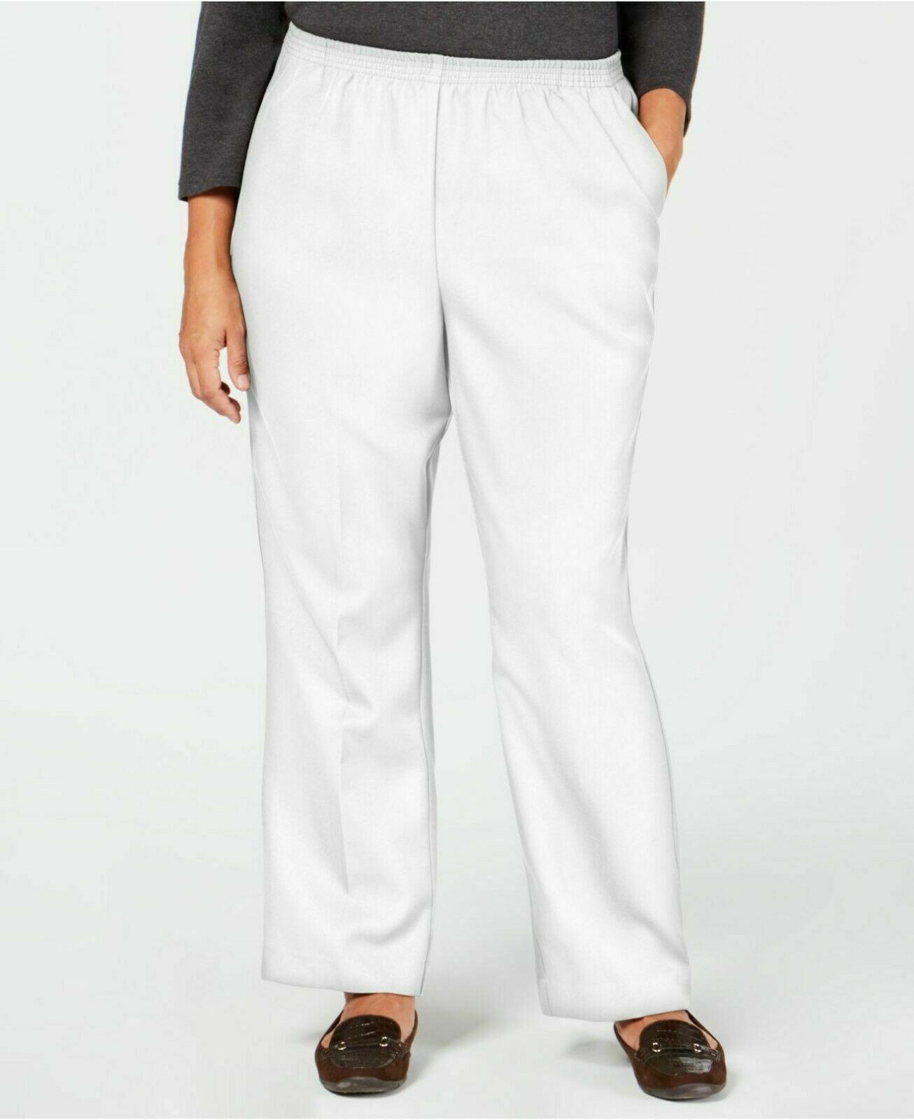 Karen Scott Plus Size Mid Rise Classic Pull On Pants White Size 1X New With Tags